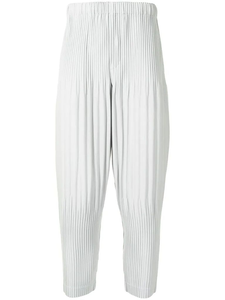pleated tapered-leg trousers
