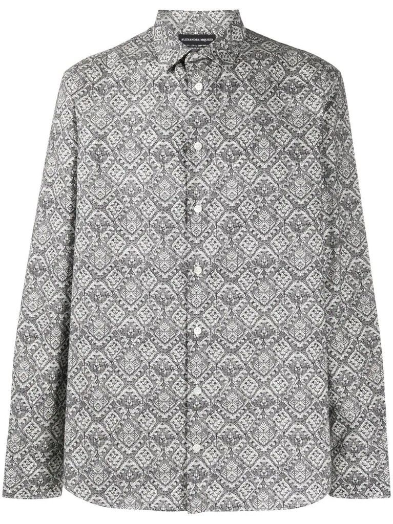 patterned button-up shirt