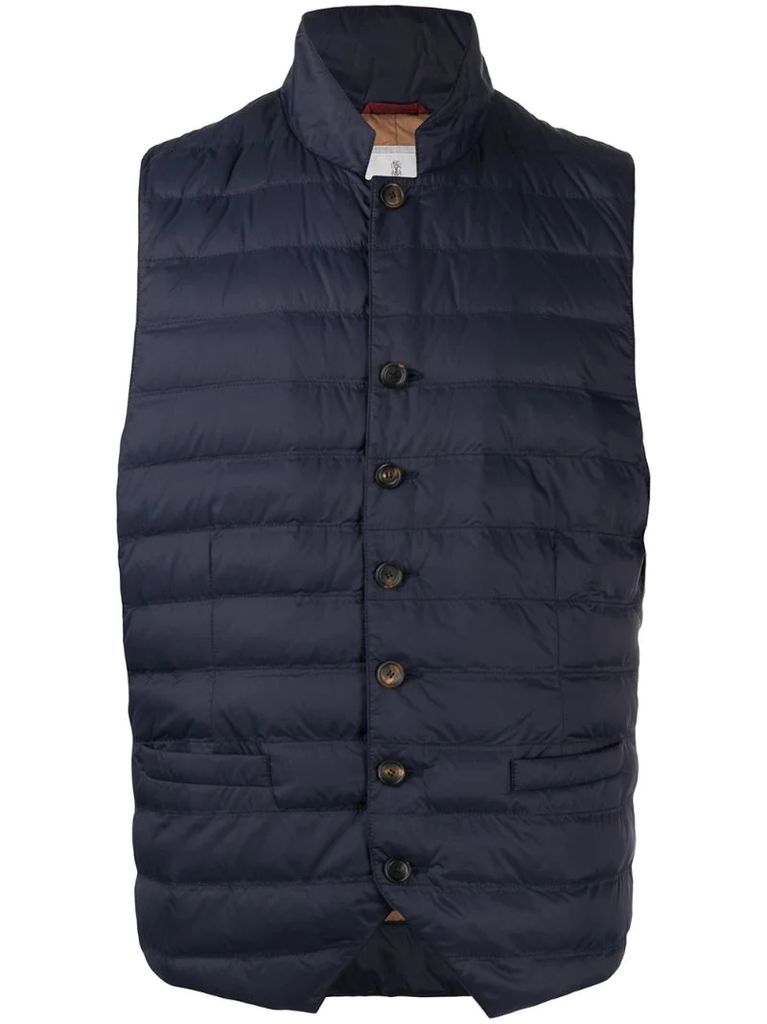 quilted high-neck down gilet