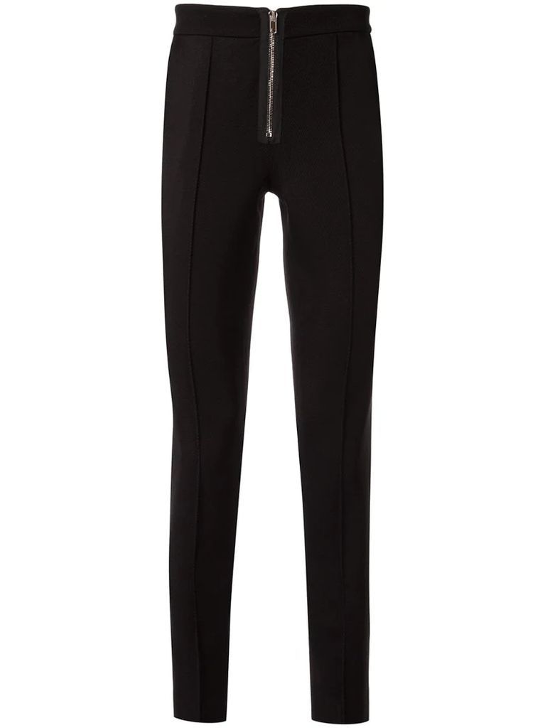 zip-front skinny trousers
