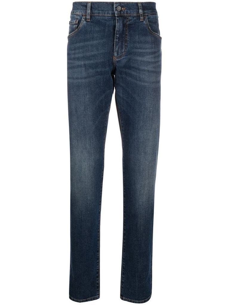 DG embroidered slim-fit jeans