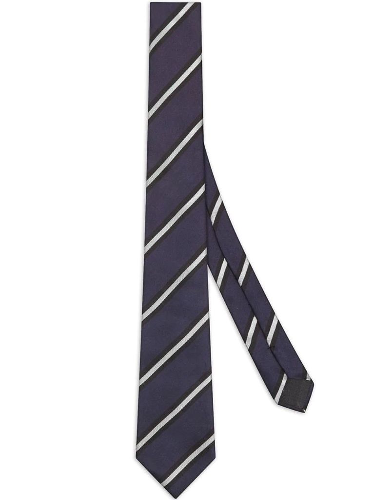 embroidered striped tie