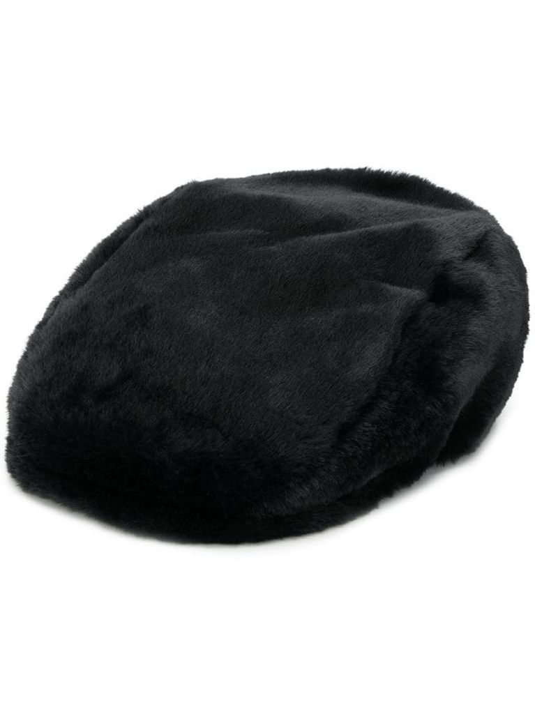 faux fur flat cap