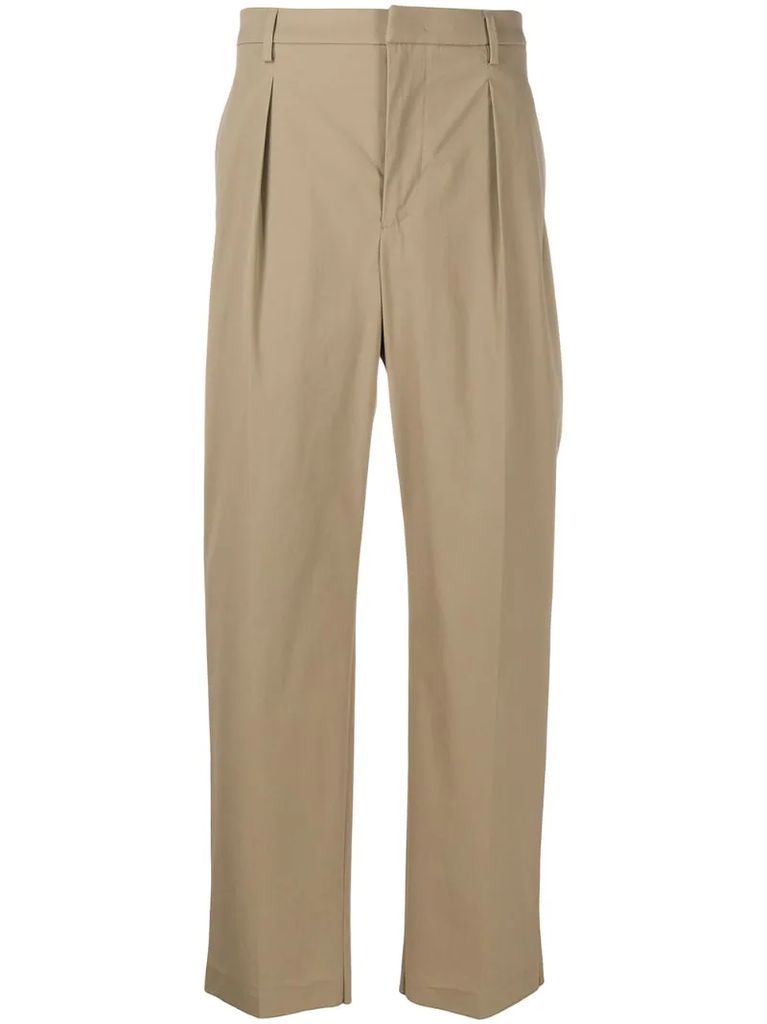 darted straight-leg trousers
