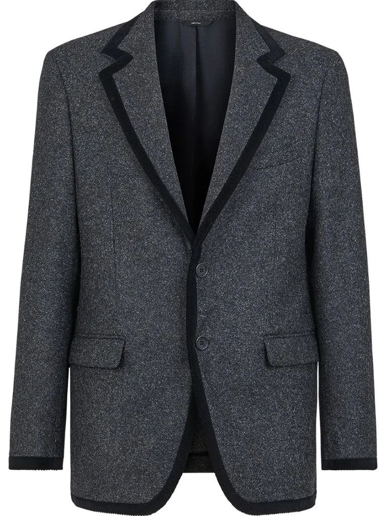 contrast trim tweed blazer
