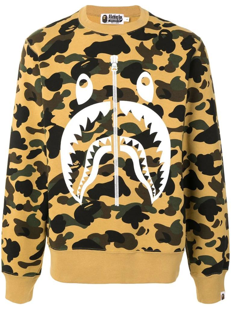 monster print camouflage sweatshirt