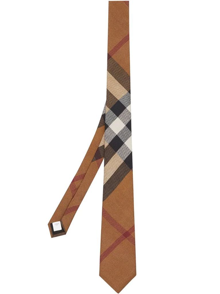 classic cut check silk tie