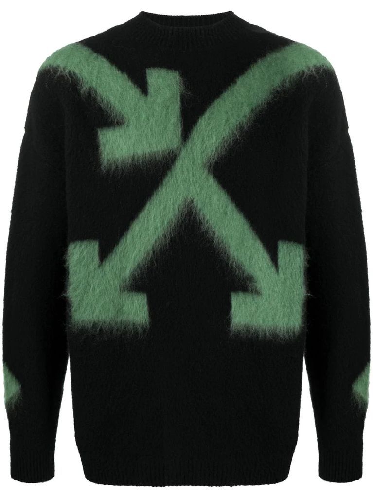 Arrows motif intarsia-knit jumper