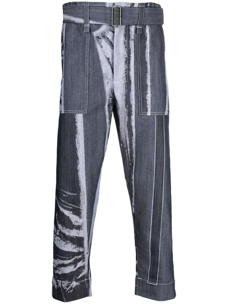 graphic-print tapered trousers