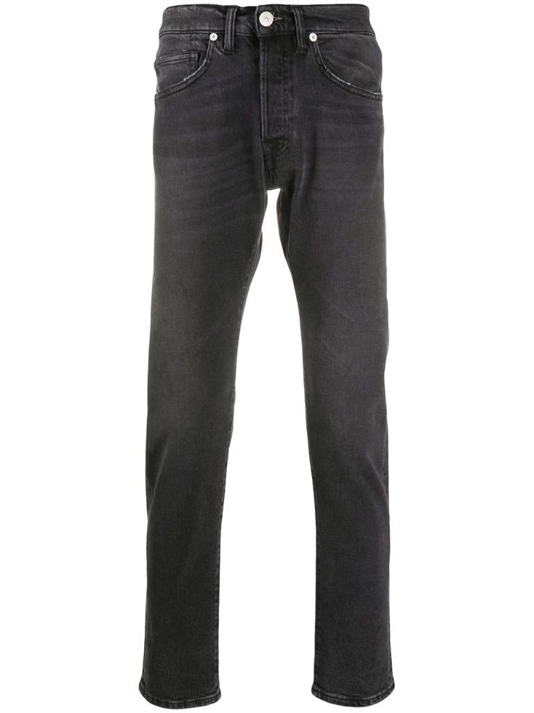 mid-rise tapered-leg jeans