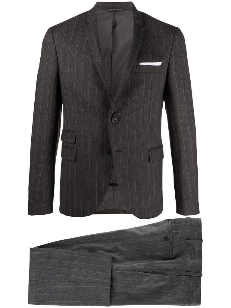 pinstriped single-breasted suit