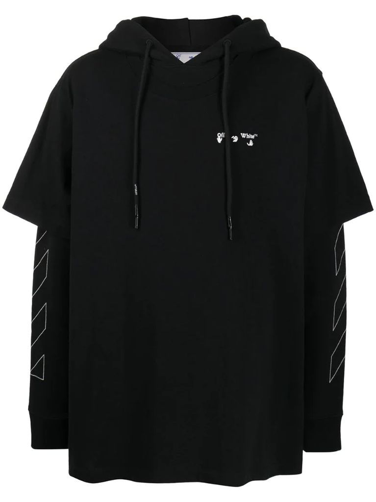 diagonal-stripe logo-print hoodie