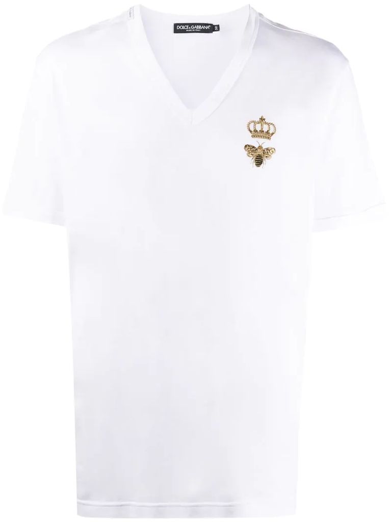 crown bee V-neck T-shirt