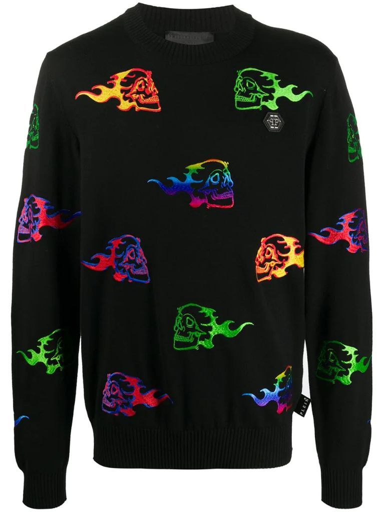 embroidered skull jumper