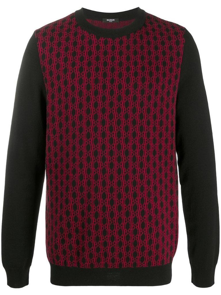 monogram intarsia knitted jumper