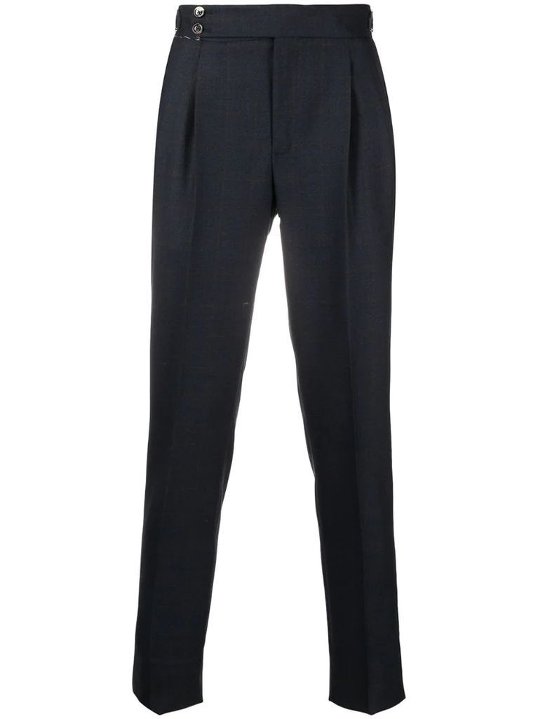 check pattern pleated trousers