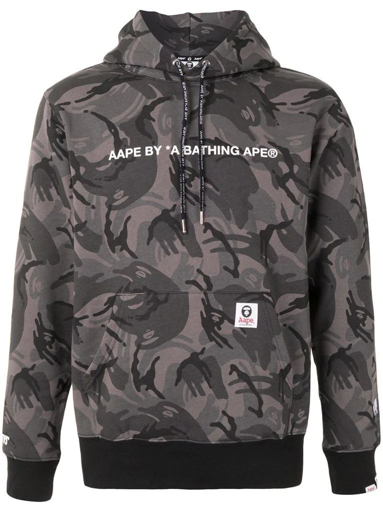 camouflage logo print hoodie