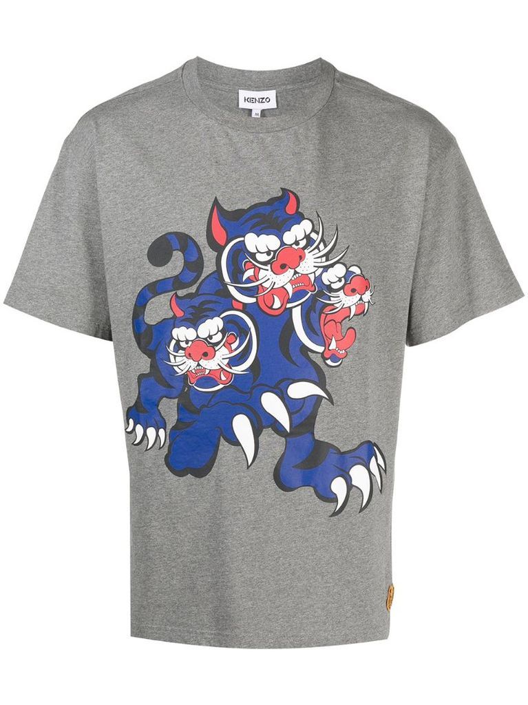 tiger-print cotton T-shirt