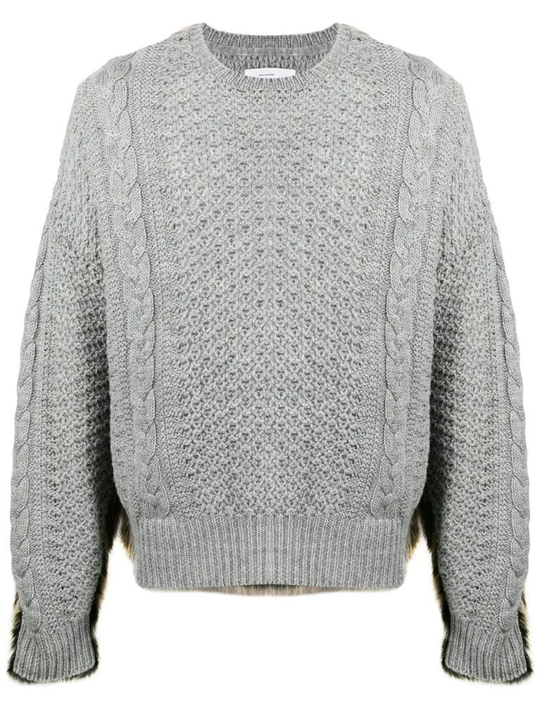 faux-fur detail knit jumper
