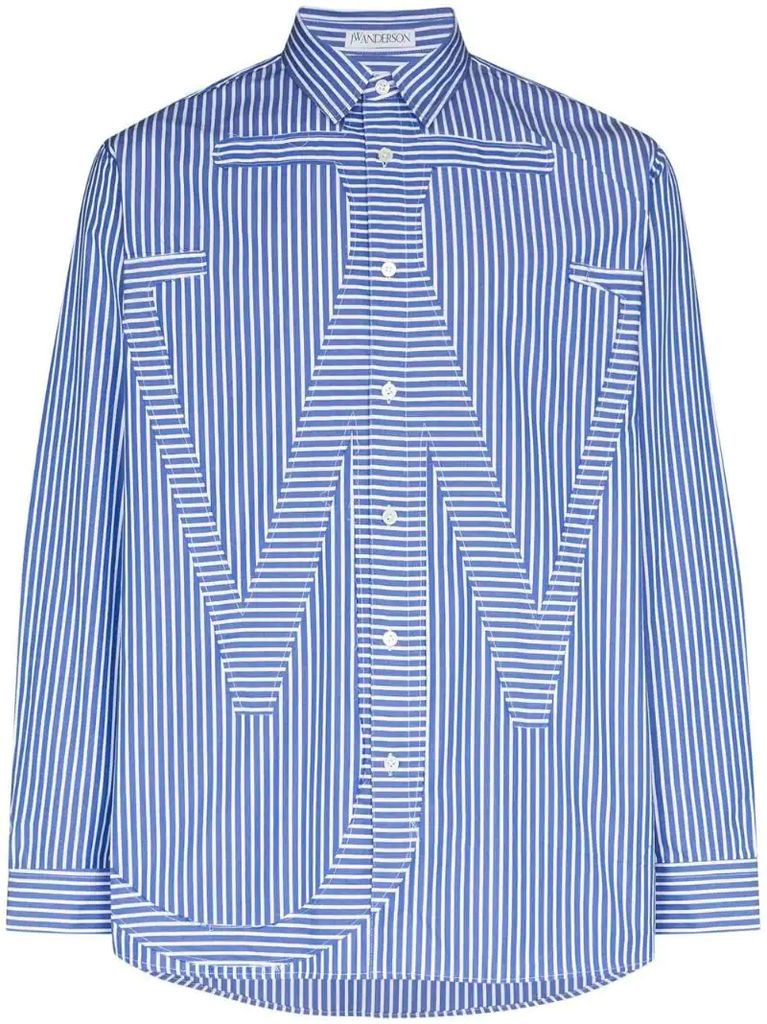 Anchor motif striped shirt