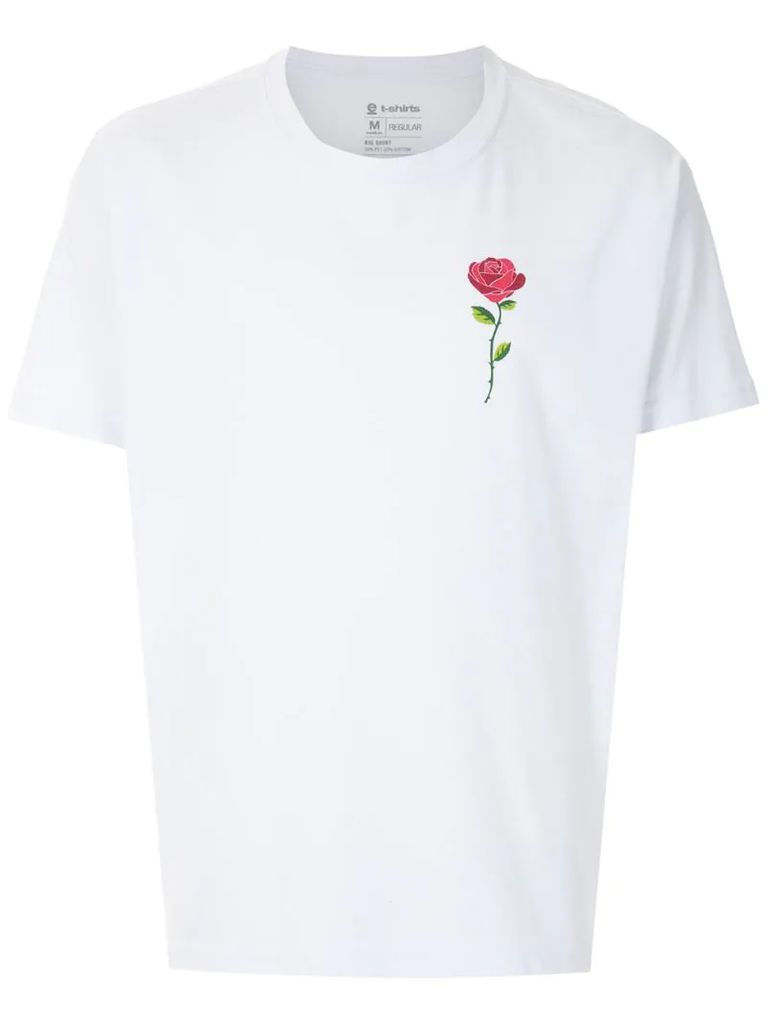 rose-print short-sleeved T-shirt