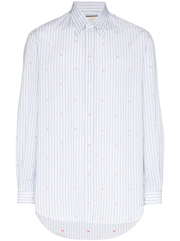 logo-print striped cotton shirt