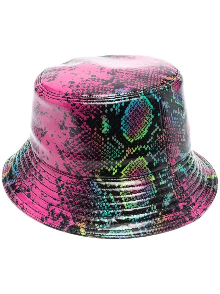 rainbow snakeskin bucket hat