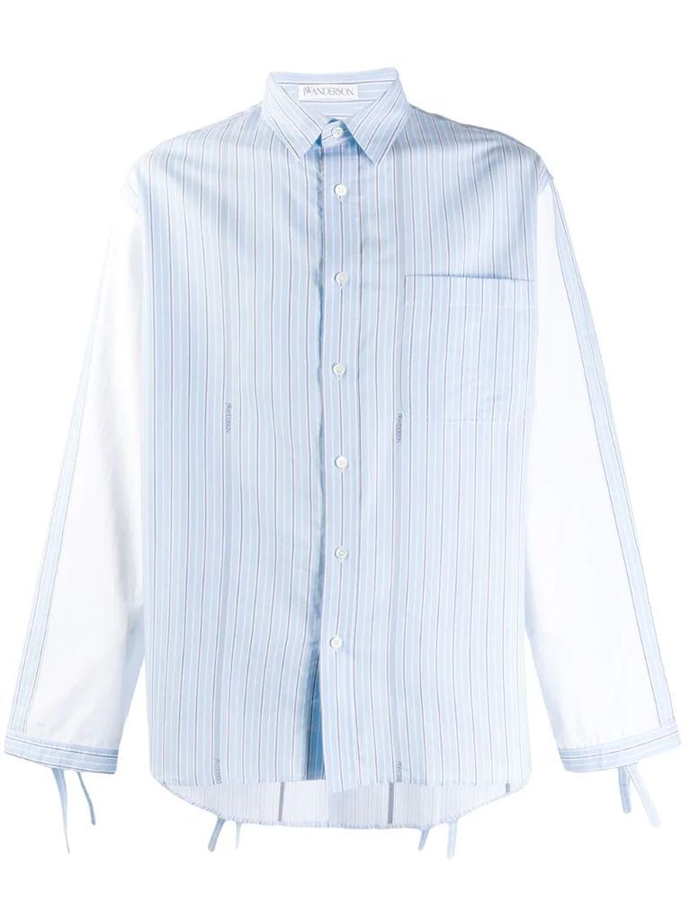striped contrast-sleeve shirt