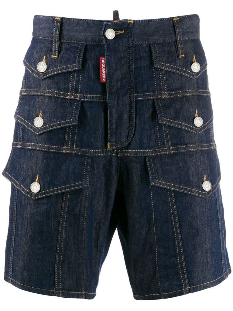 multiple pocket denim shorts