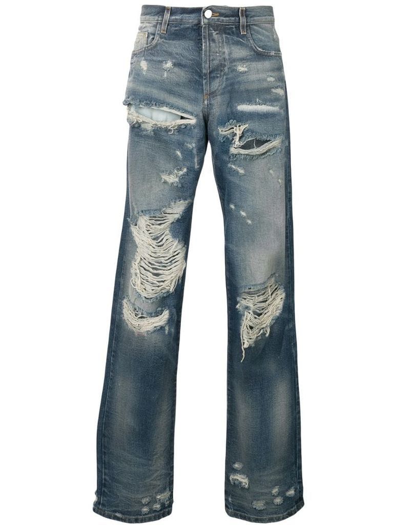 distressed regular jeans