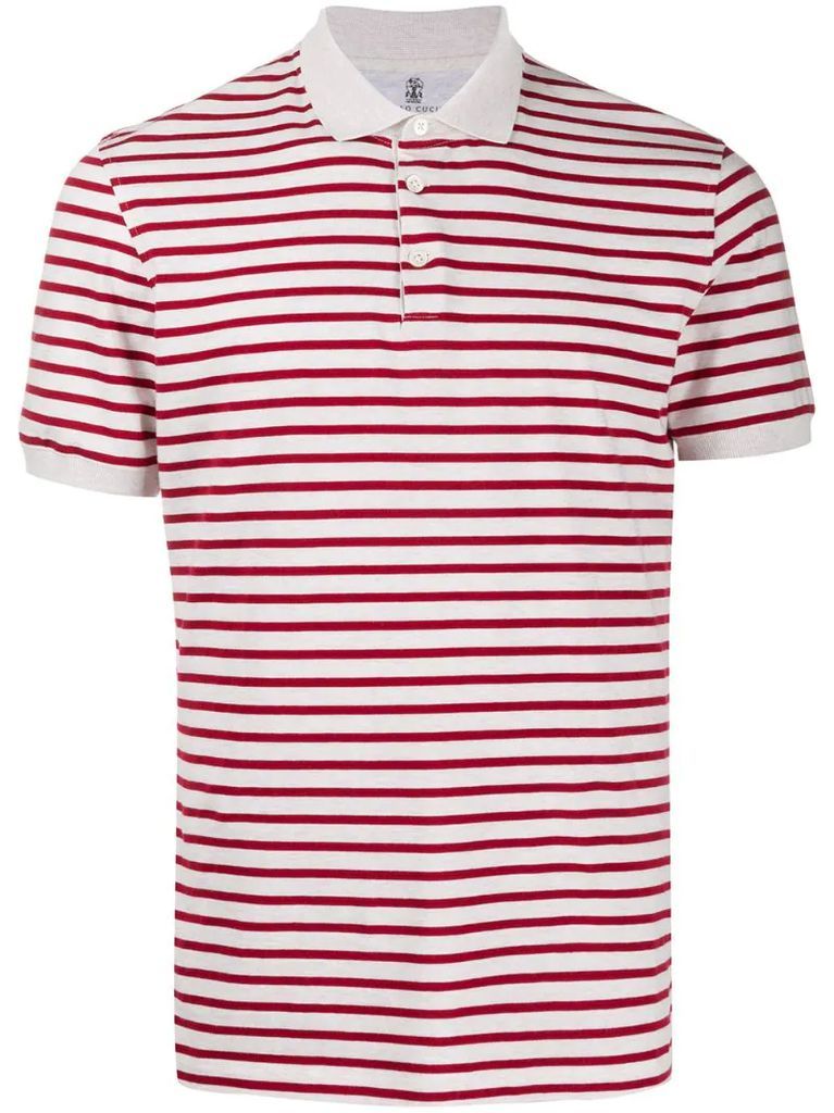 striped print polo shirt