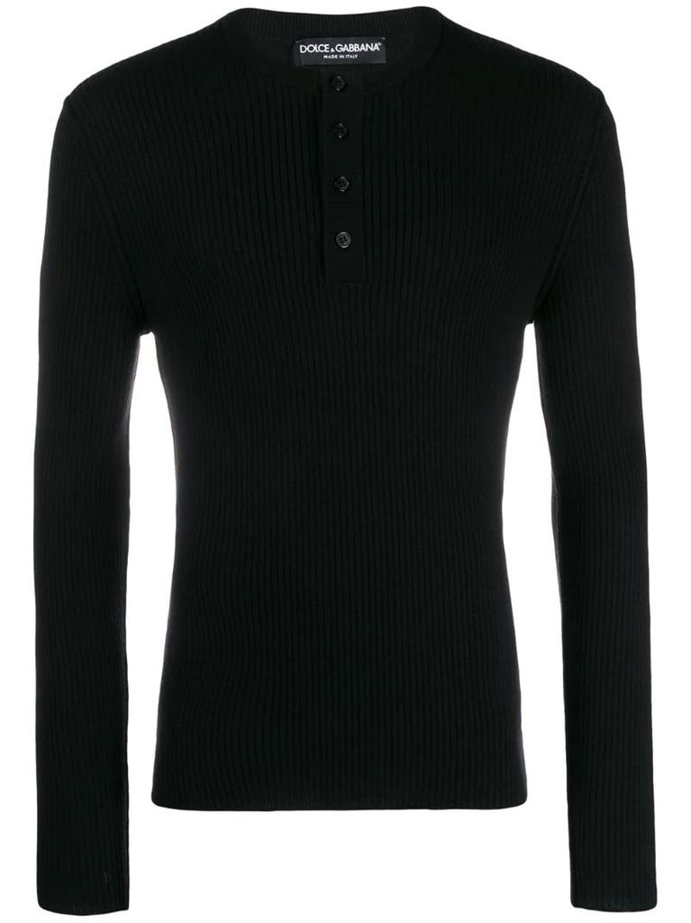 buttoned ribbed jumper