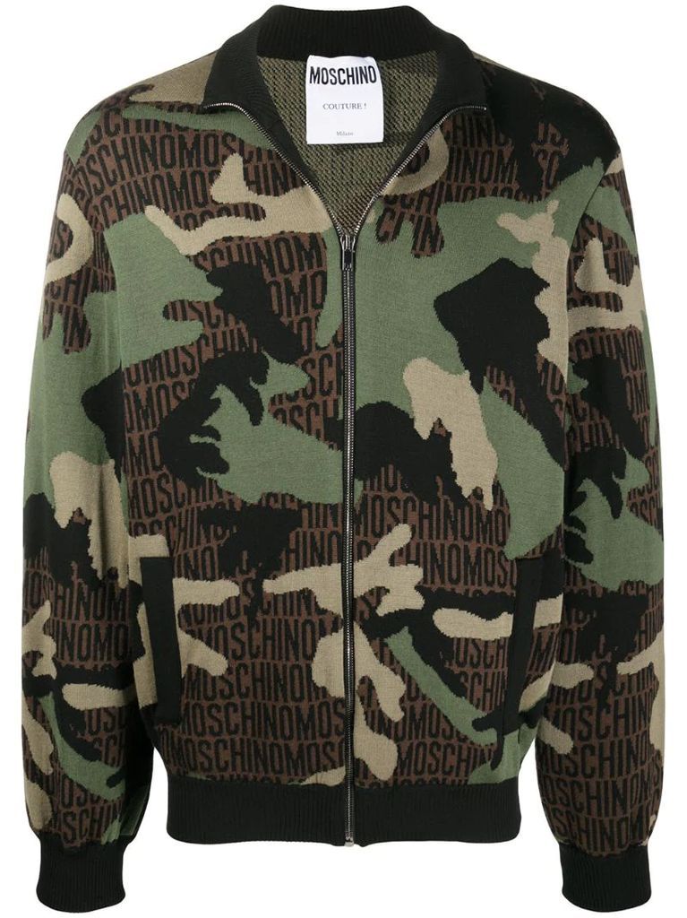 camouflage logo knitted jacket