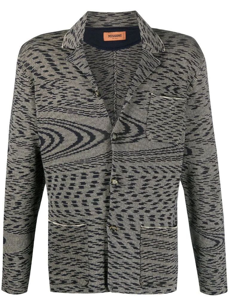 abstract patterned knitted blazer