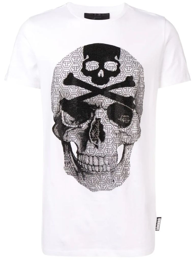 rhinestone-embellished skull T-shirt