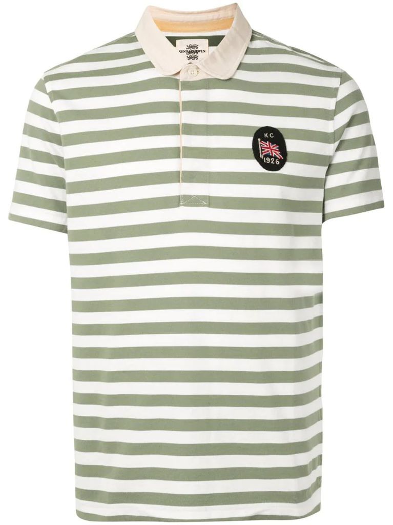 logo-embroidered striped polo shirt
