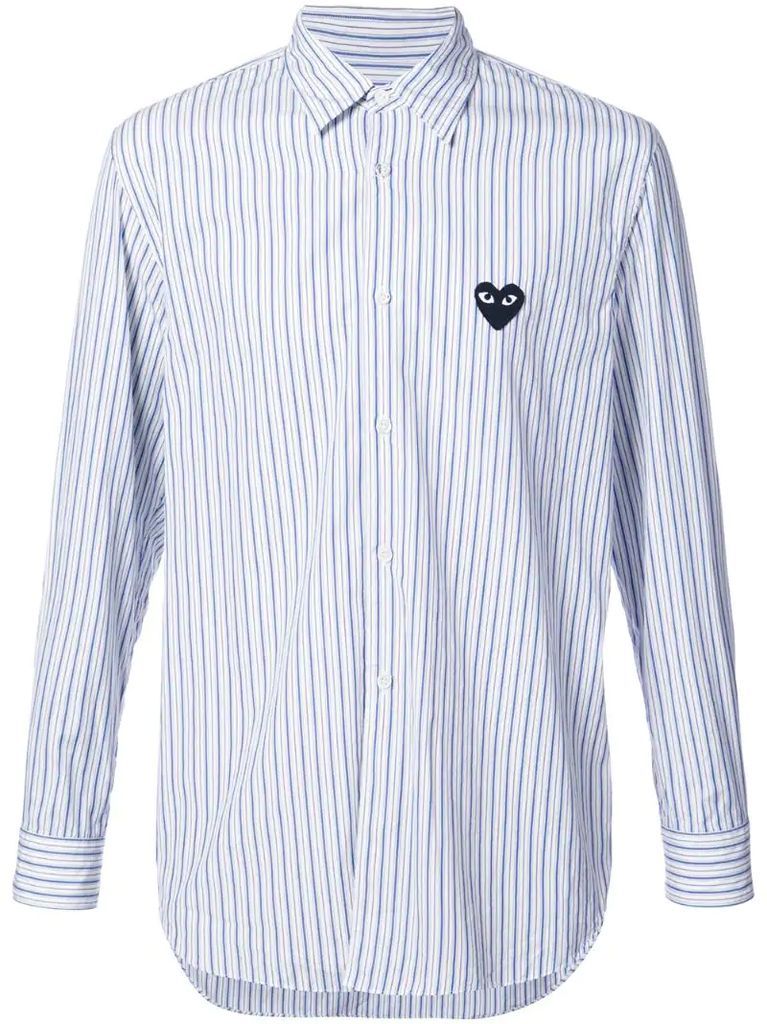 heart logo patch striped shirt