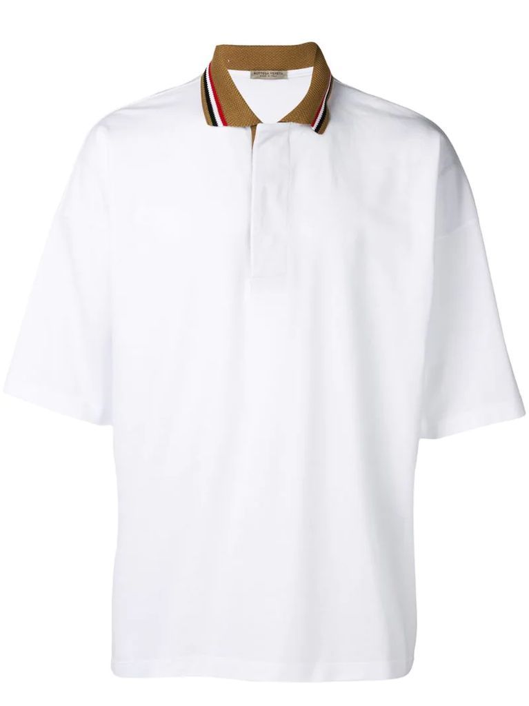 striped-collar polo shirt