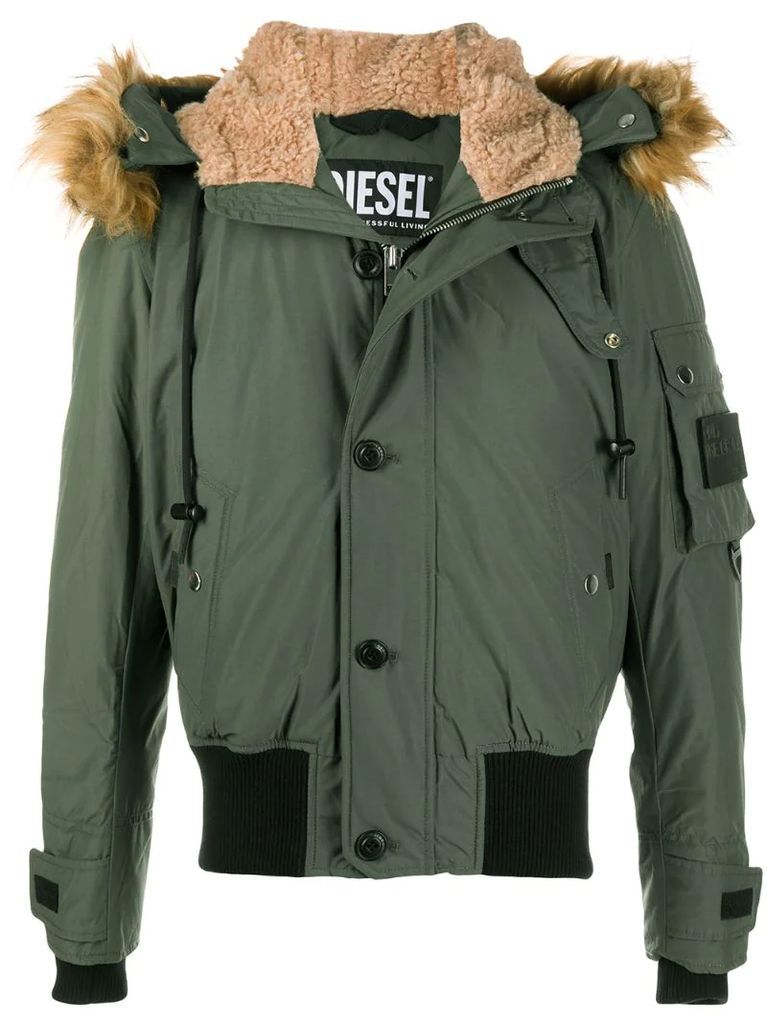 faux fur-trimmed padded jacket