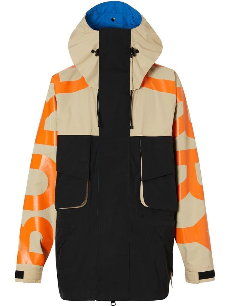 colour-blocked hooded coat