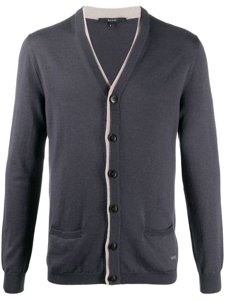 fine-knit buttoned cardigan