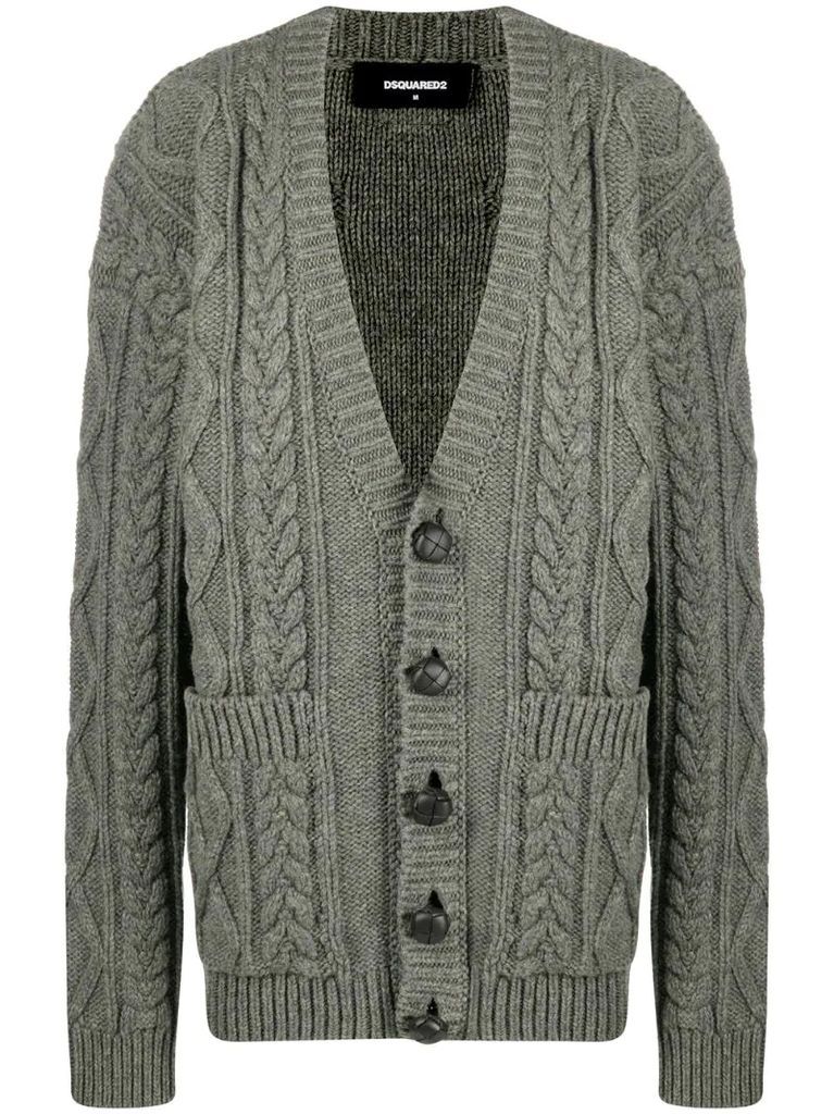 cable-knit wool cardigan