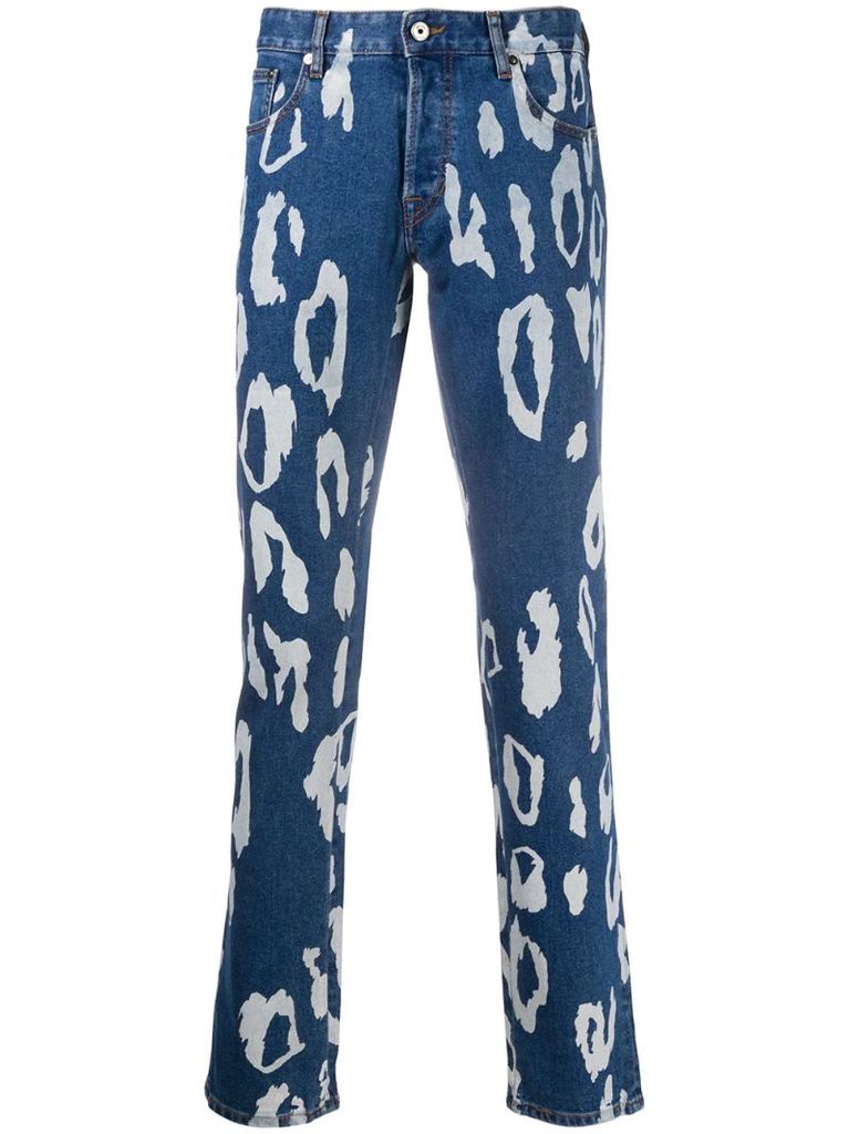 Just-fit leopard-print jeans