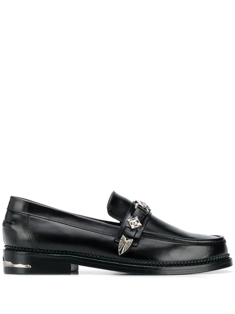 western buckle strap loafers