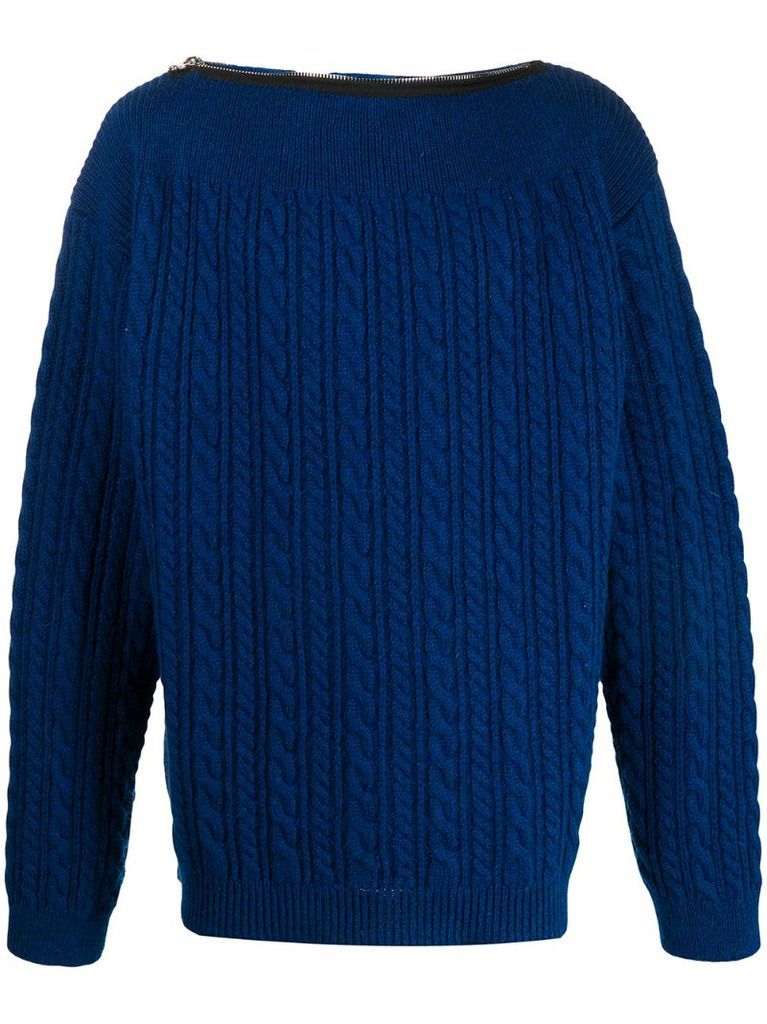 crew neck cable-knit jumper