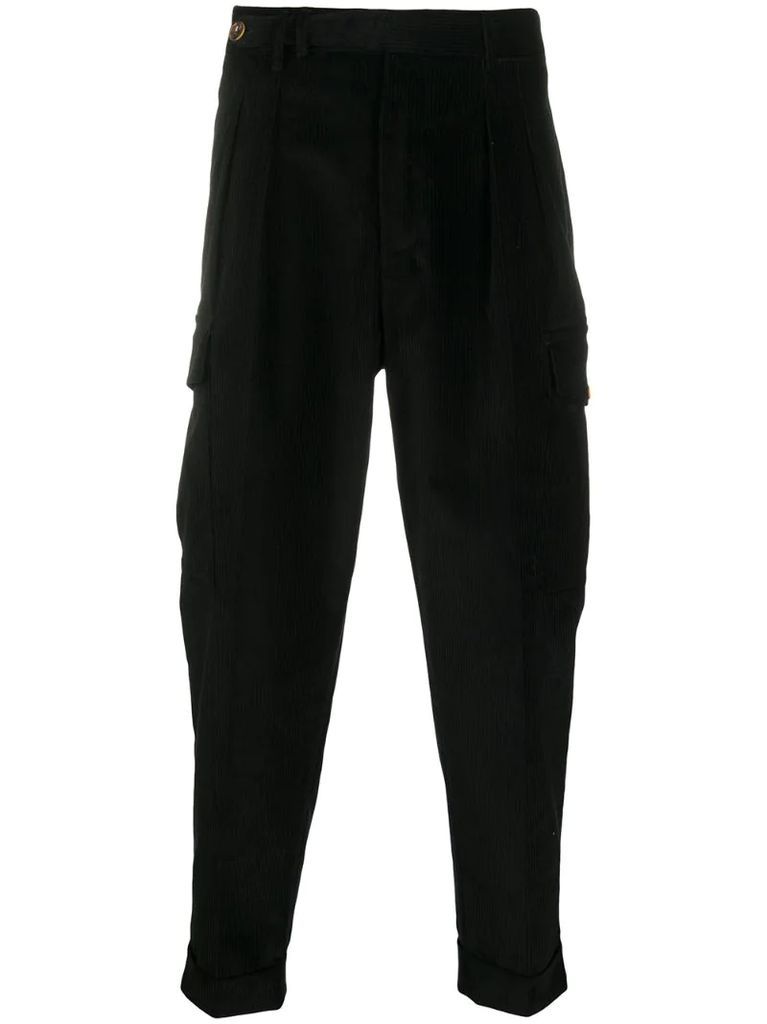 corduroy tapered-leg trousers