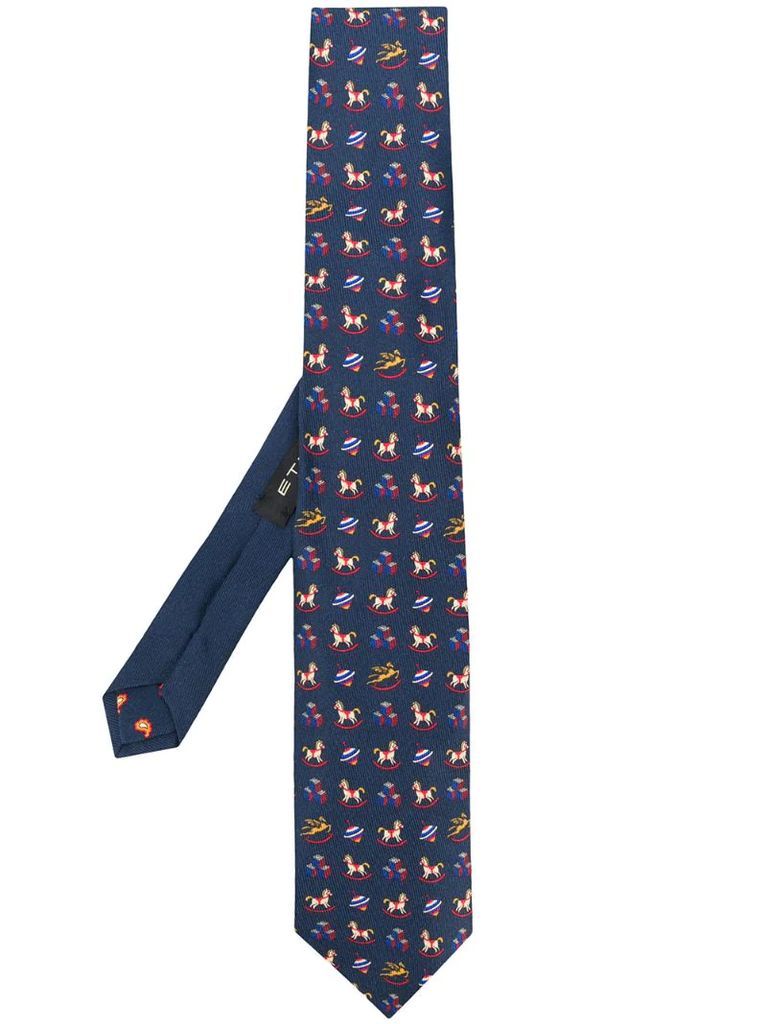 toy-print silk tie