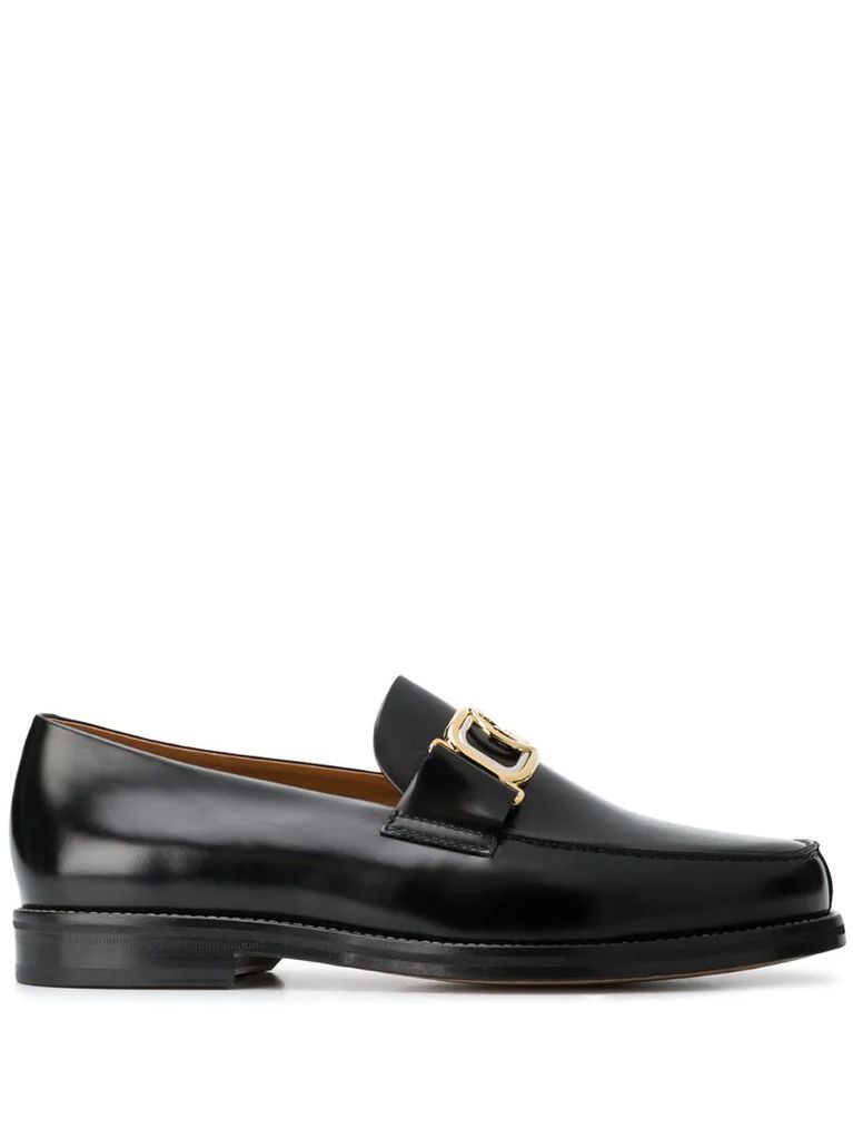 gold buckle slip-on loafers