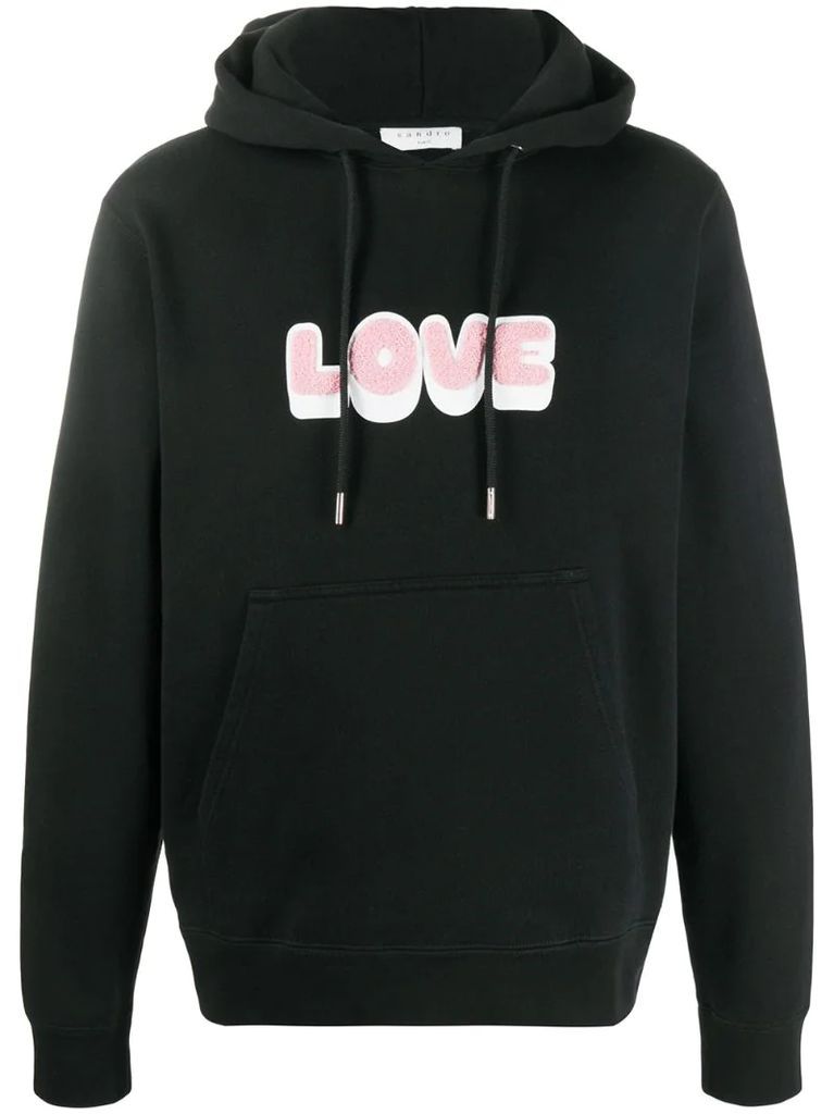 embroidered LOVE print hoodie