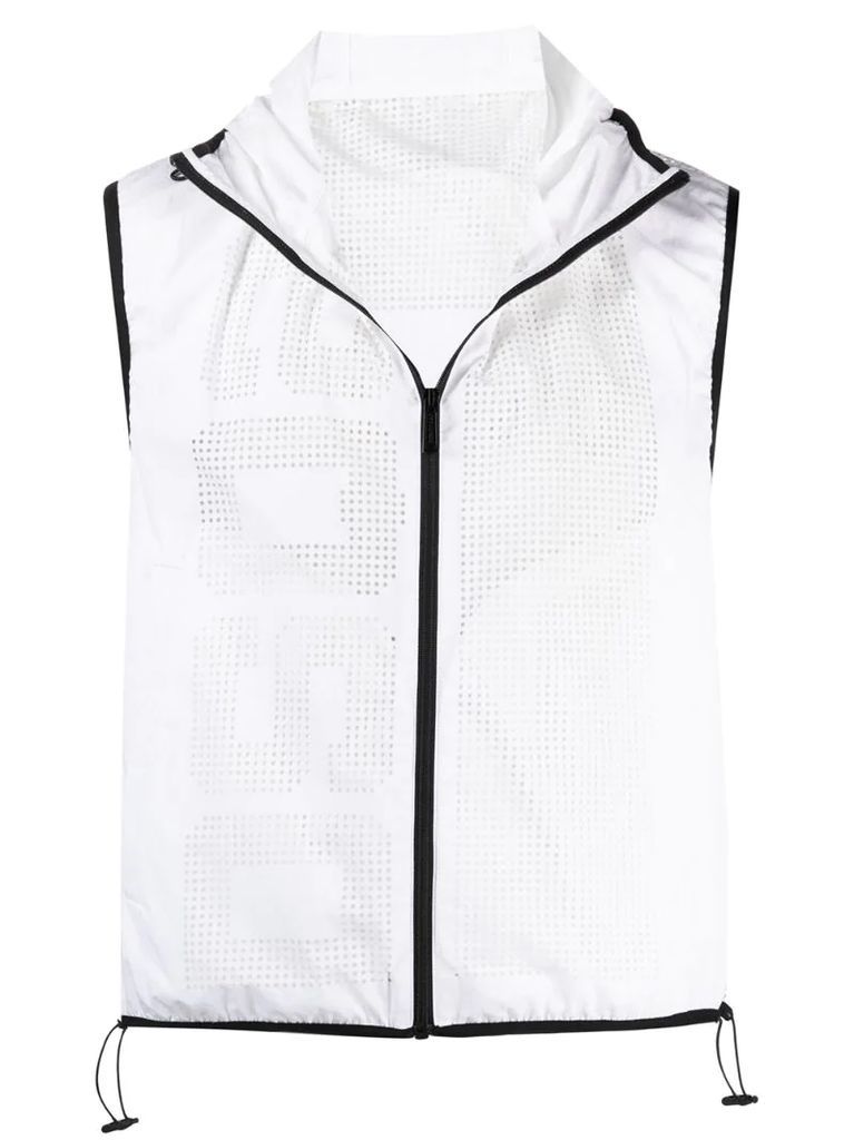 perforated-logo zip-up vest